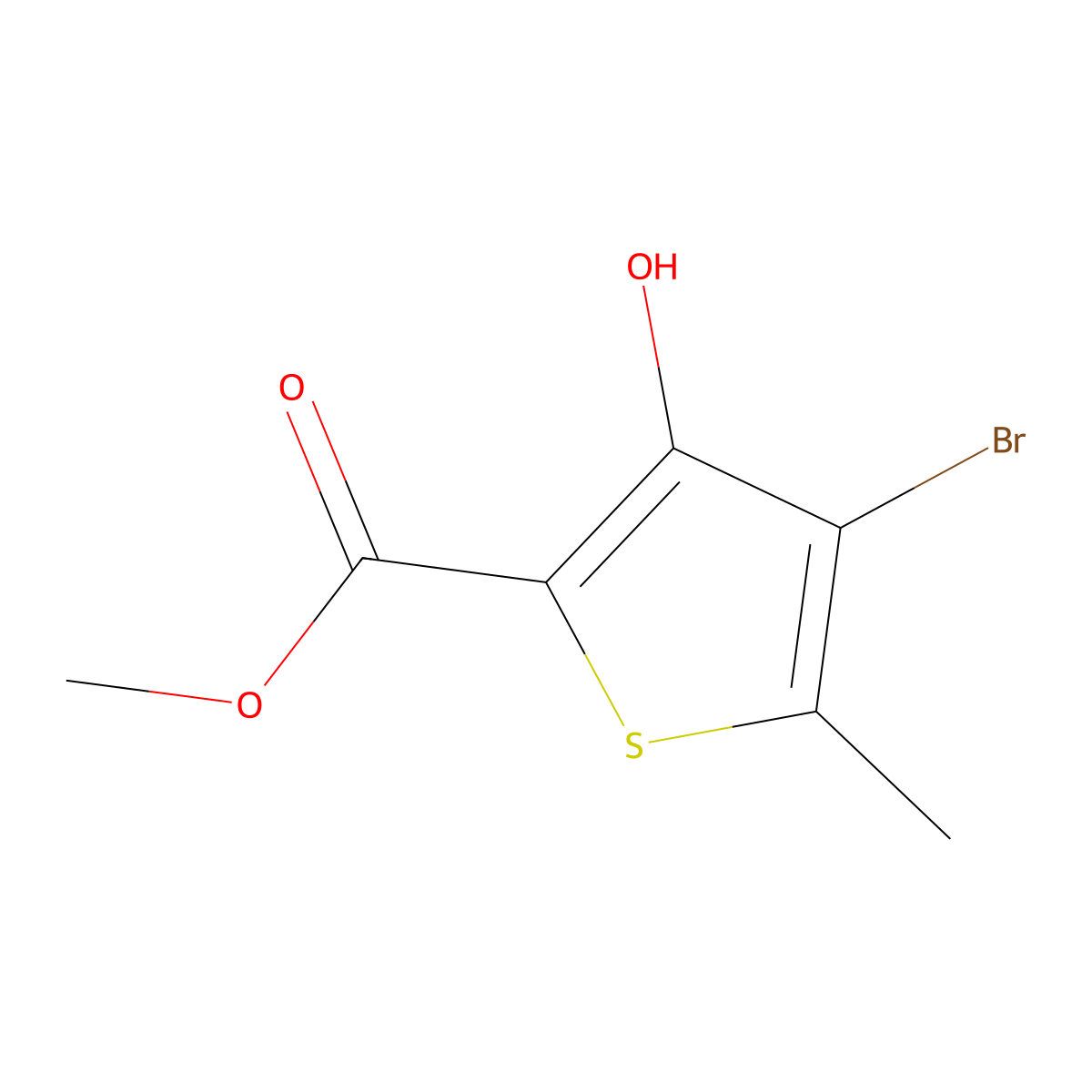 Methyl 4-bromo-3-hydroxy-5-methylthiophene-2-carboxylate molecular structure, CAS 113589-26-7