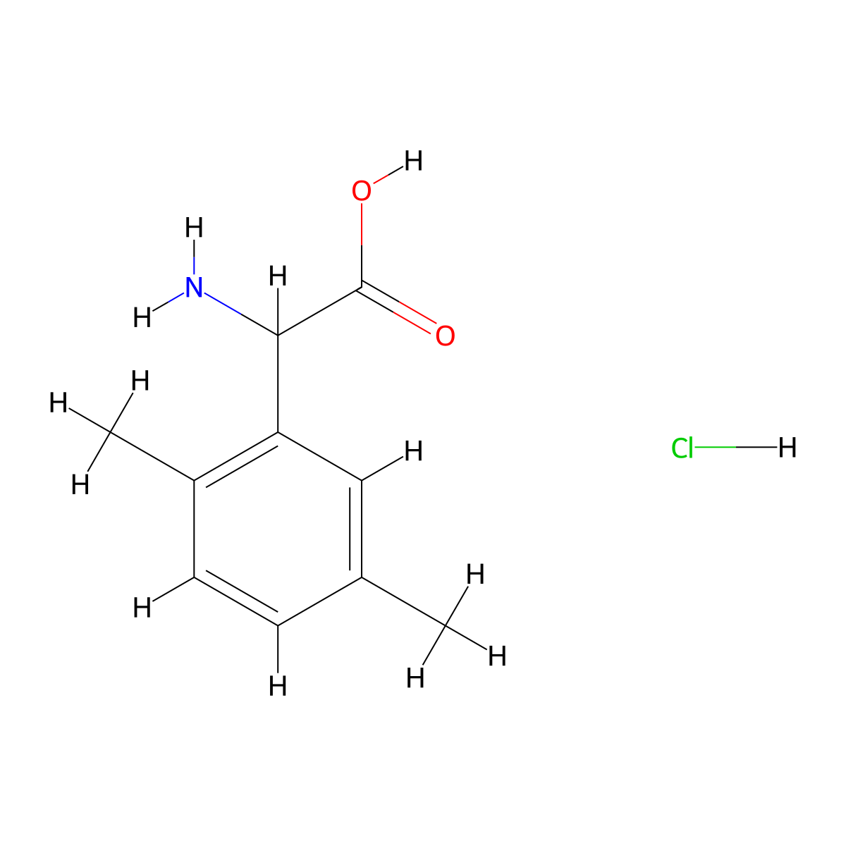 2-Amino-2-(2,5-dimethylphenyl)acetic acid hydrochloride molecular structure, CAS 1135916-78-7