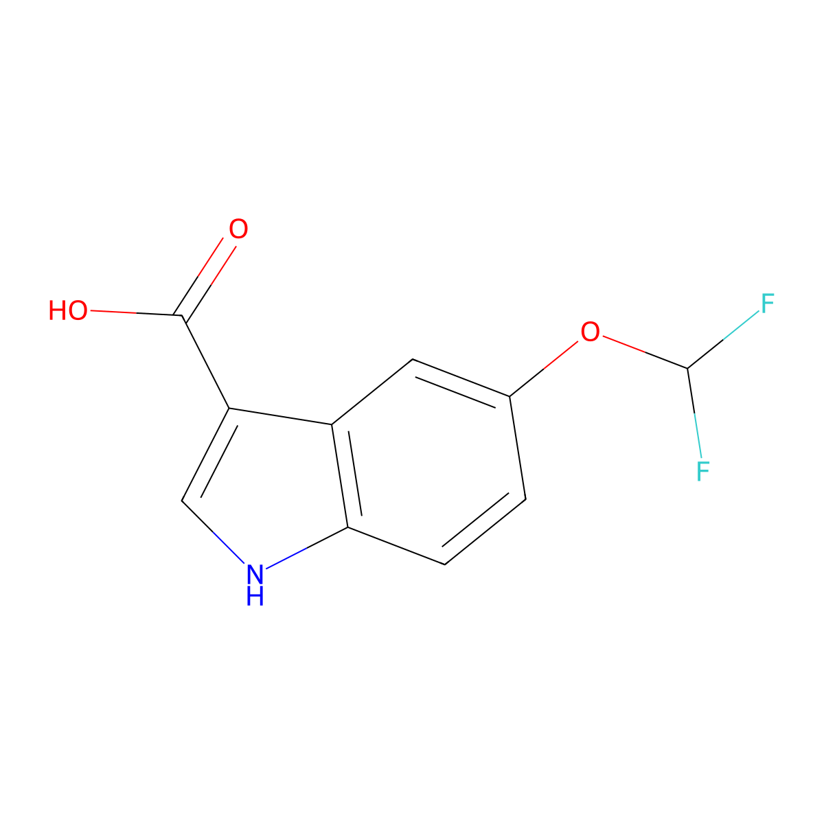 5-(difluoromethoxy)-1H-indole-3-carboxylic acid molecular structure, CAS 1135935-39-5