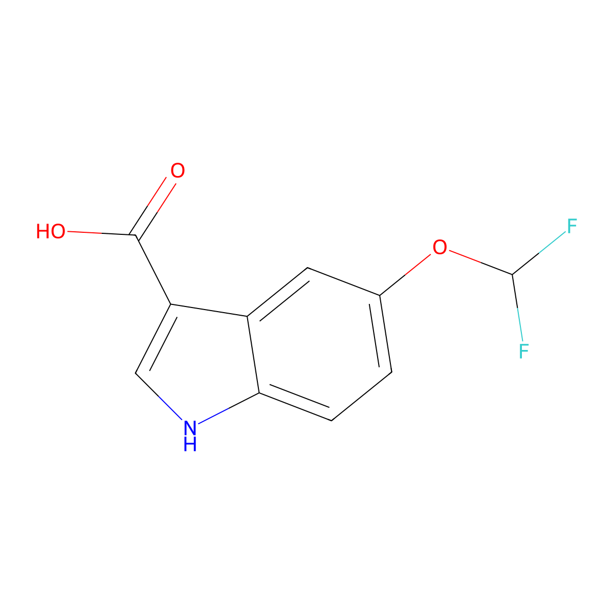 5-(difluoromethoxy)-1H-indole-3-carboxylic acid molecular structure, CAS 1135935-39-5