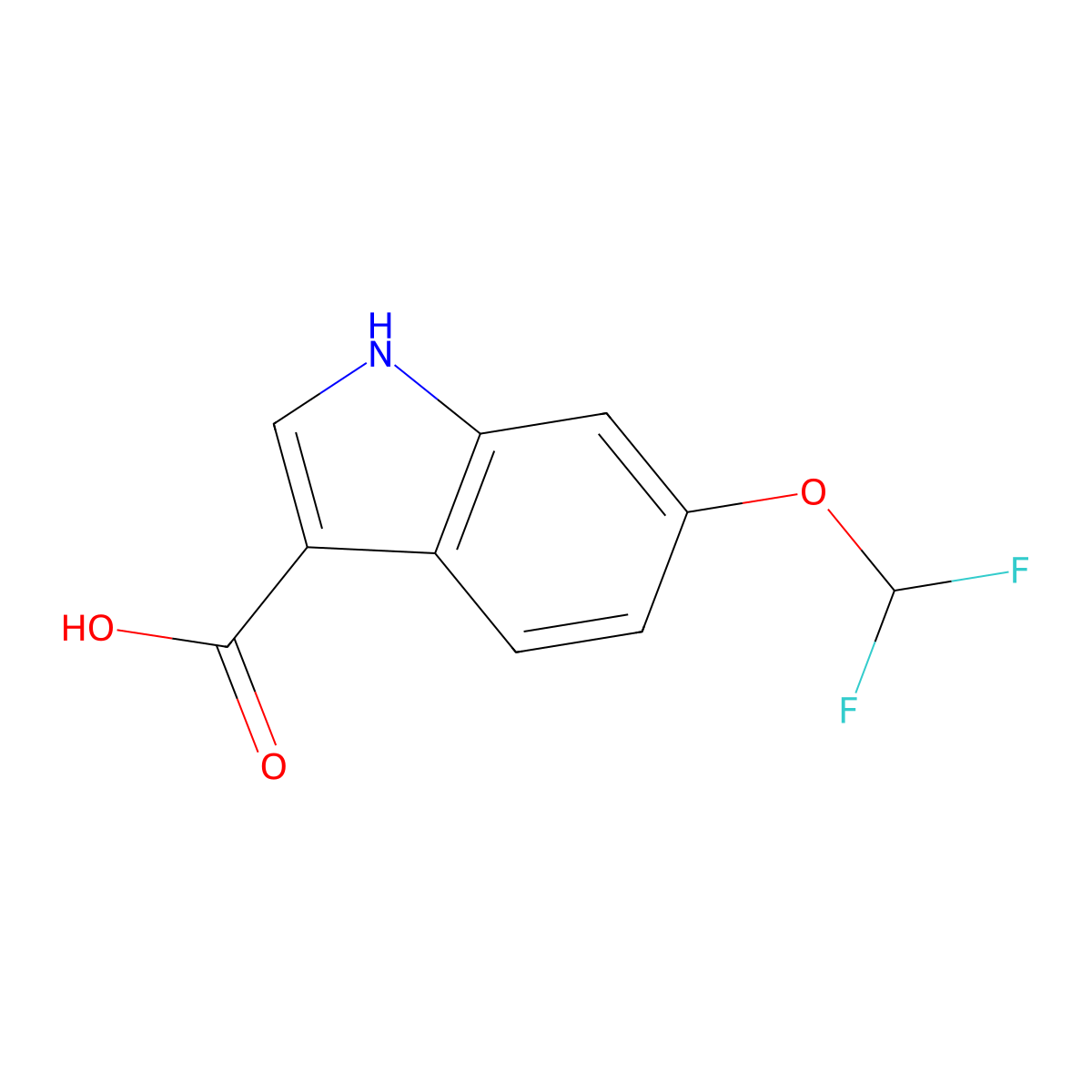 6-(difluoromethoxy)-1H-indole-3-carboxylic acid molecular structure, CAS 1135935-41-9