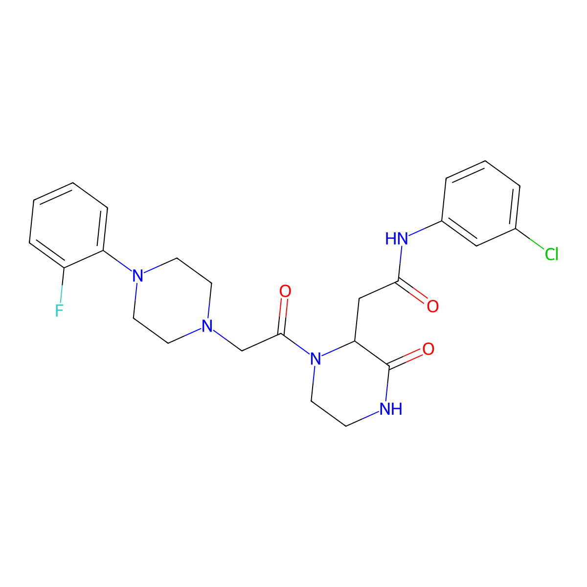 N-(3-chlorophenyl)-2-(1-{2-[4-(2-fluorophenyl)piperazino]acetyl}-3-oxo-2-piperazinyl)acetamide molecular structure, CAS 1135946-67-6