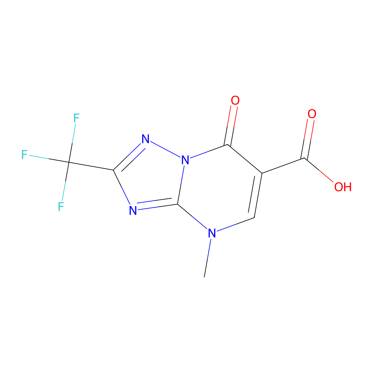 4-Methyl-7-oxo-2-(trifluoromethyl)-4,7-dihydro-[1,2,4]triazolo[1,5-a]pyrimidine-6-carboxylic acid molecular structure, CAS 1135989-35-3