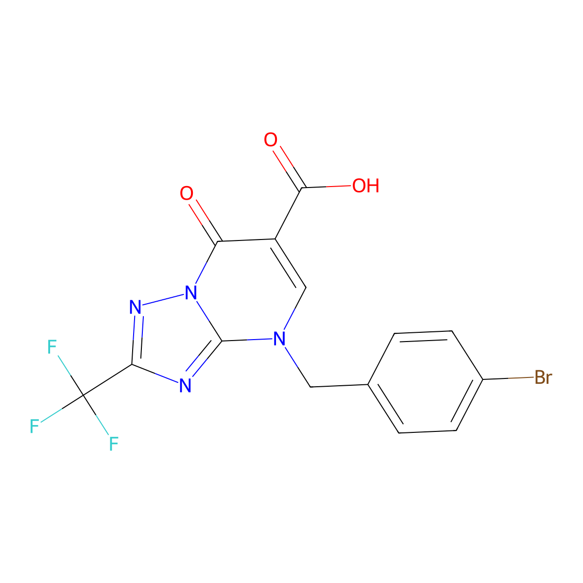 4-(4-Bromobenzyl)-7-oxo-2-(trifluoromethyl)-4,7-dihydro-[1,2,4]triazolo[1,5-a]pyrimidine-6-carboxylic acid molecular structure, CAS 1135989-38-6