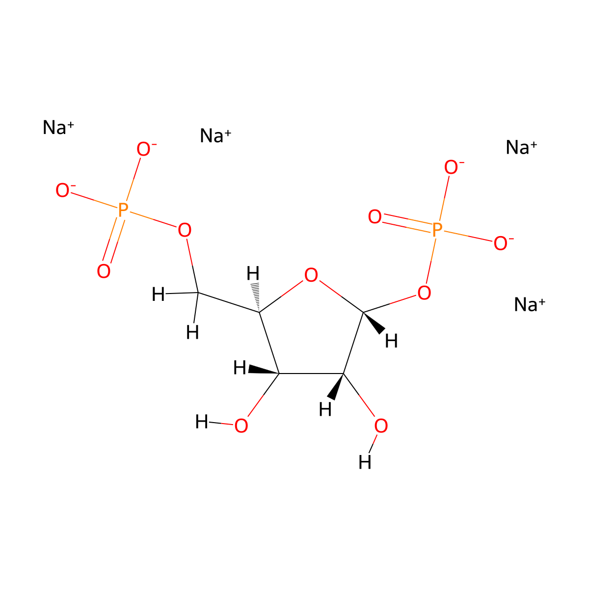 tetrasodium;[(2R,3R,4S,5R)-3,4-dihydroxy-5-(phosphonatooxymethyl)oxolan-2-yl] phosphate molecular structure, CAS 113599-17-0