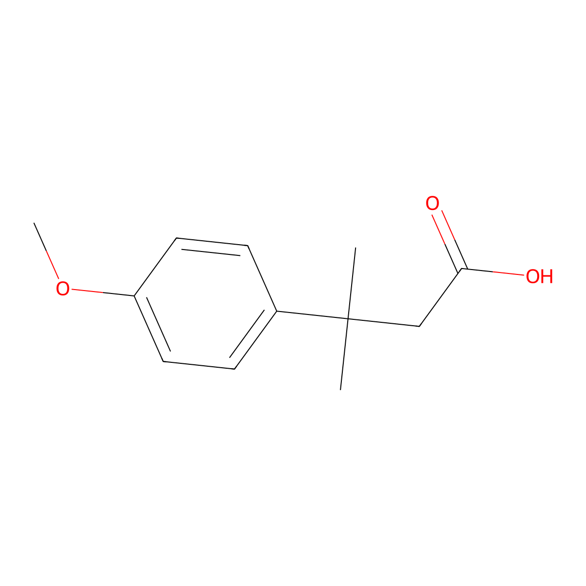 3-(4-Methoxyphenyl)-3-methylbutanoic acid molecular structure, CAS 1136-01-2