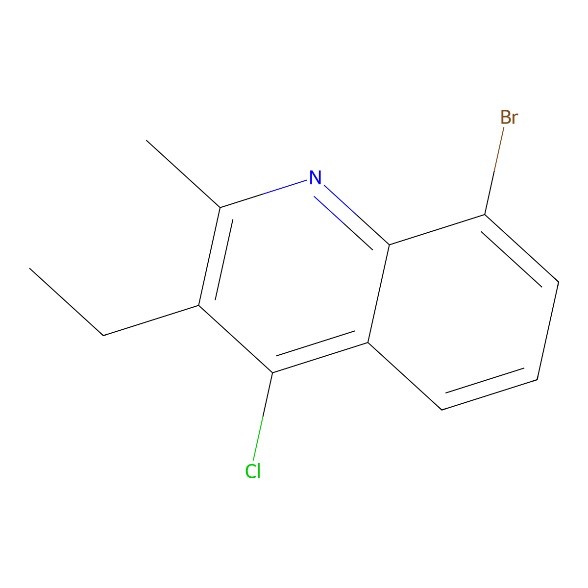 8-Bromo-4-chloro-3-ethyl-2-methylquinoline molecular structure, CAS 1136-47-6