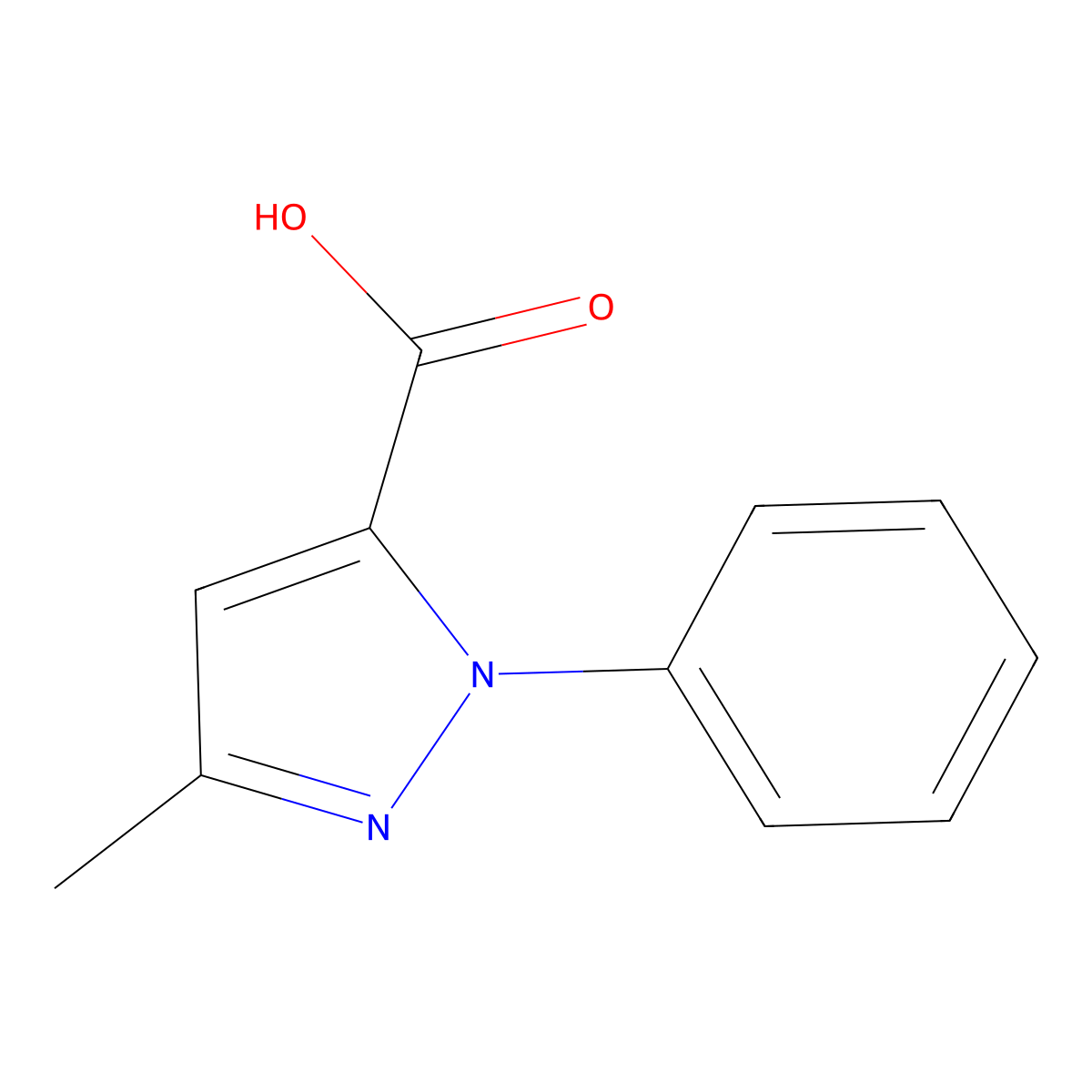3-methyl-1-phenyl-1H-pyrazole-5-carboxylic acid molecular structure, CAS 1136-76-1