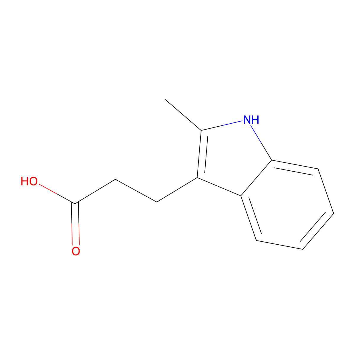 1H-Indole-3-propanoic acid, 2-methyl- molecular structure, CAS 1136-87-4