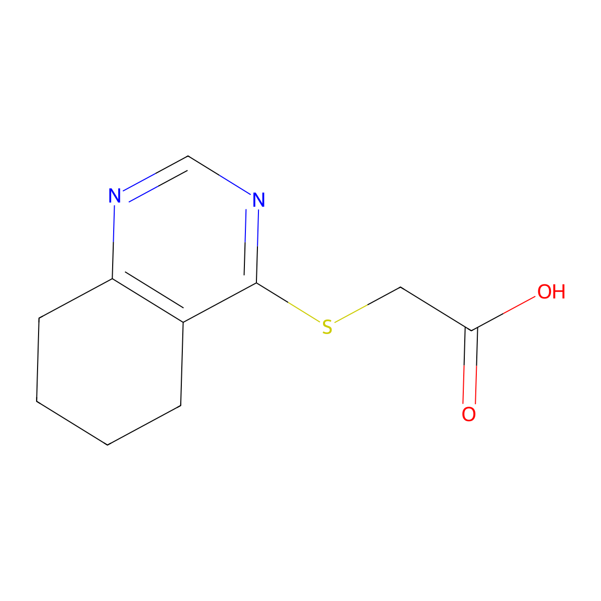 2-[(5,6,7,8-Tetrahydro-4-quinazolinyl)thio]acetic acid molecular structure, CAS 1136-88-5