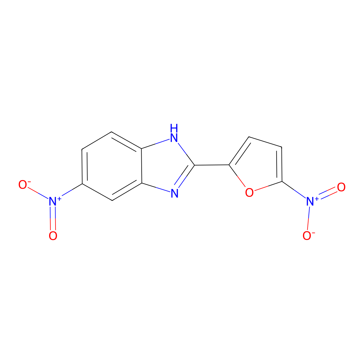 5-Nitro-2-(5-nitro-furan-2-yl)-1H-benzoimidazole molecular structure, CAS 113608-77-8