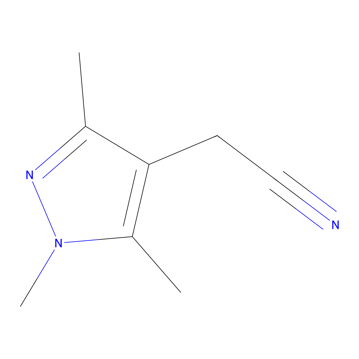 2-(trimethyl-1H-pyrazol-4-yl)acetonitrile molecular structure, CAS 113619-01-5