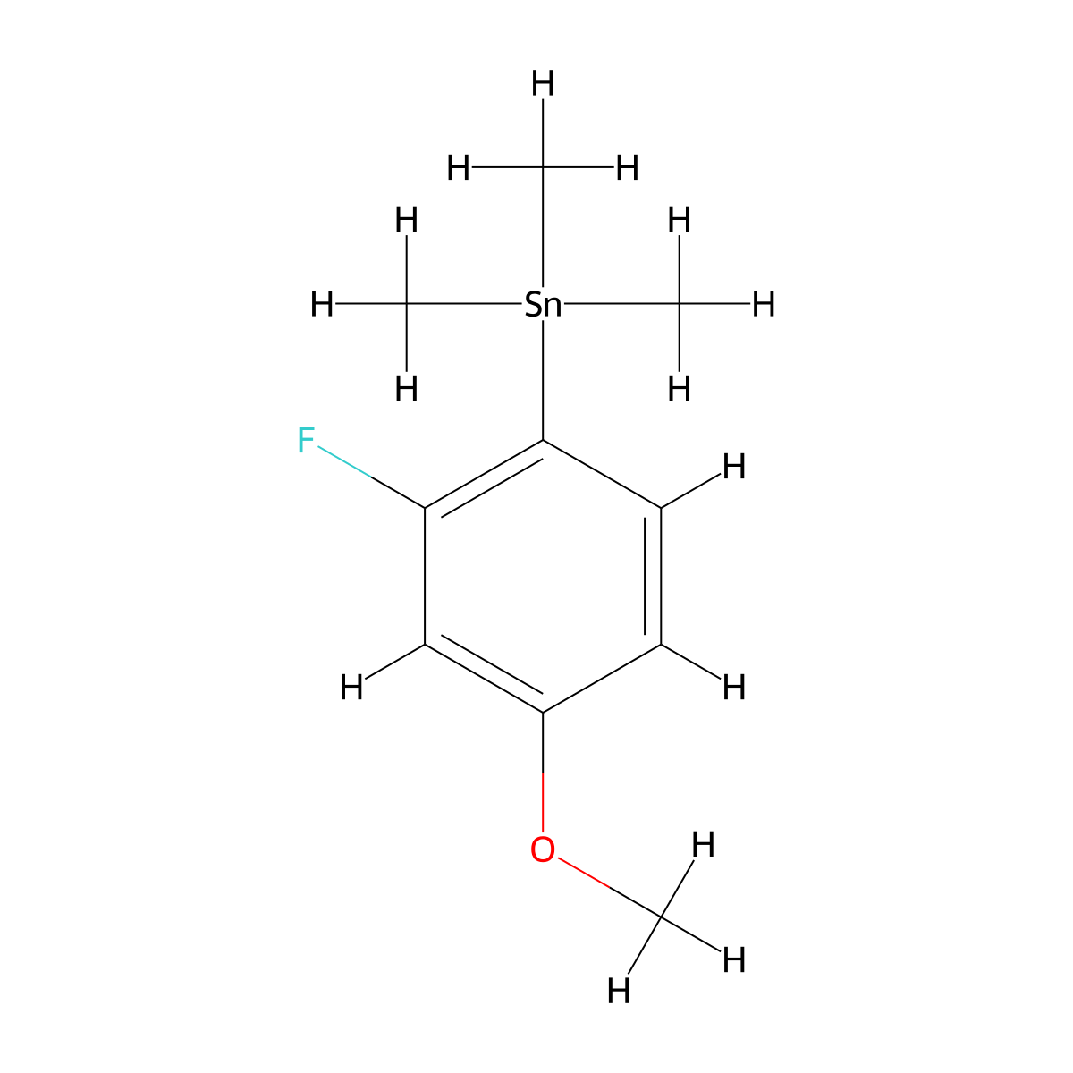 Stannane, (2-fluoro-4-methoxyphenyl)trimethyl- molecular structure, CAS 113619-40-2