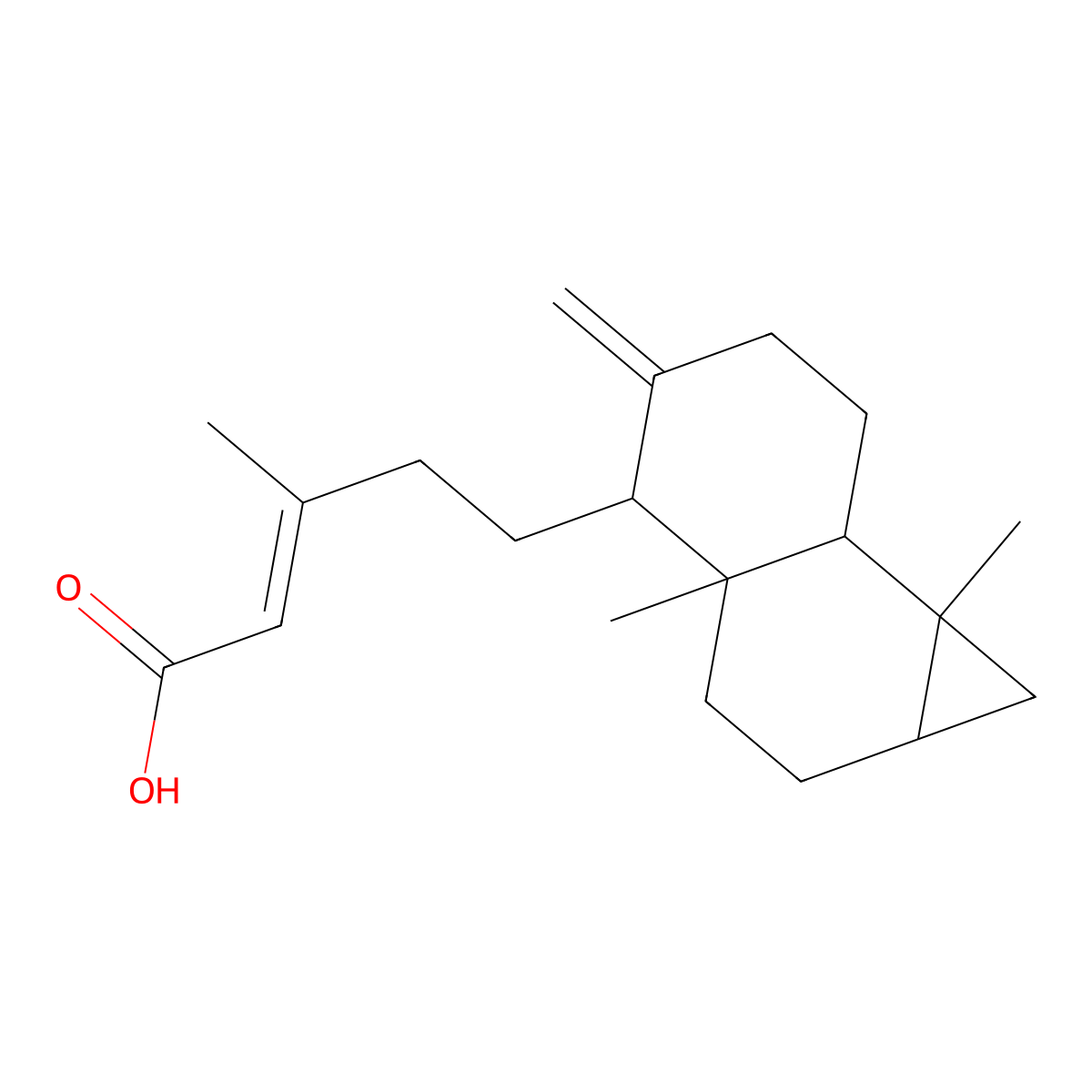 5-(3a,7b-Dimethyl-5-methylidene-1,1a,2,3,4,6,7,7a-octahydrocyclopropa[a]naphthalen-4-yl)-3-methylpent-2-enoic acid molecular structure, CAS 113626-22-5
