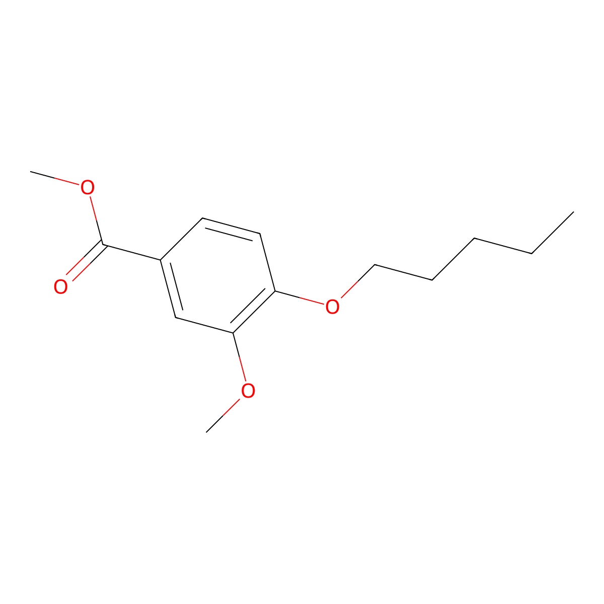 Methyl vanillate, pentyl ether molecular structure, CAS 113628-75-4