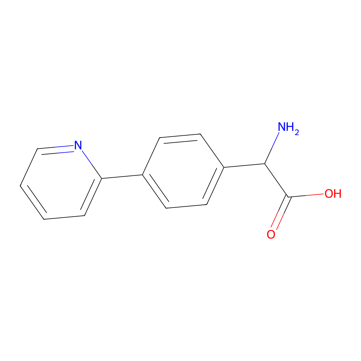 2-Amino-2-(4-pyridin-2-ylphenyl)acetic acid molecular structure, CAS 1136293-16-7