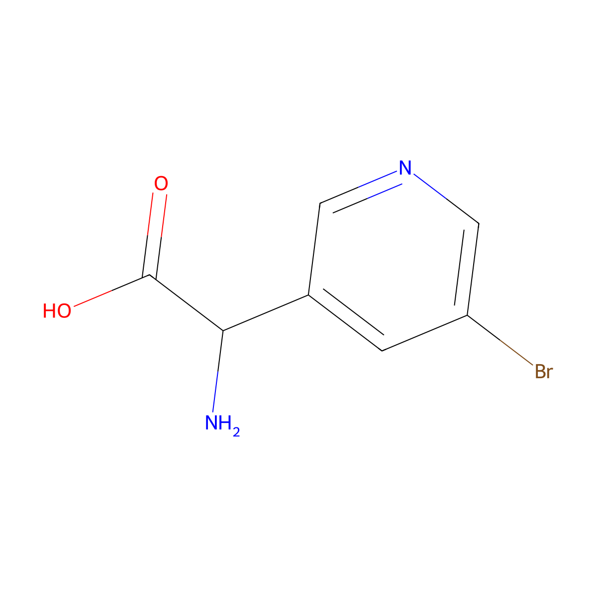 2-Amino-2-(5-bromopyridin-3-yl)acetic acid molecular structure, CAS 1136293-33-8