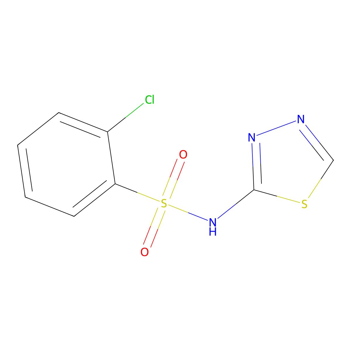 2-chloro-N-(1,3,4-thiadiazol-2-yl)benzene-1-sulfonamide molecular structure, CAS 1136403-23-0