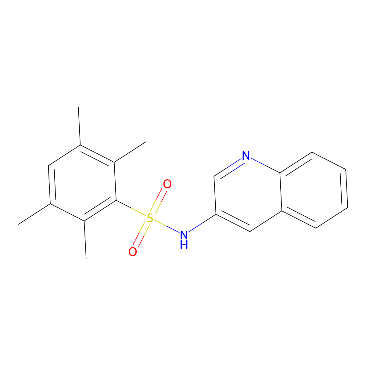 2,3,5,6-tetramethyl-N-(quinolin-3-yl)benzene-1-sulfonamide molecular structure, CAS 1136417-96-3