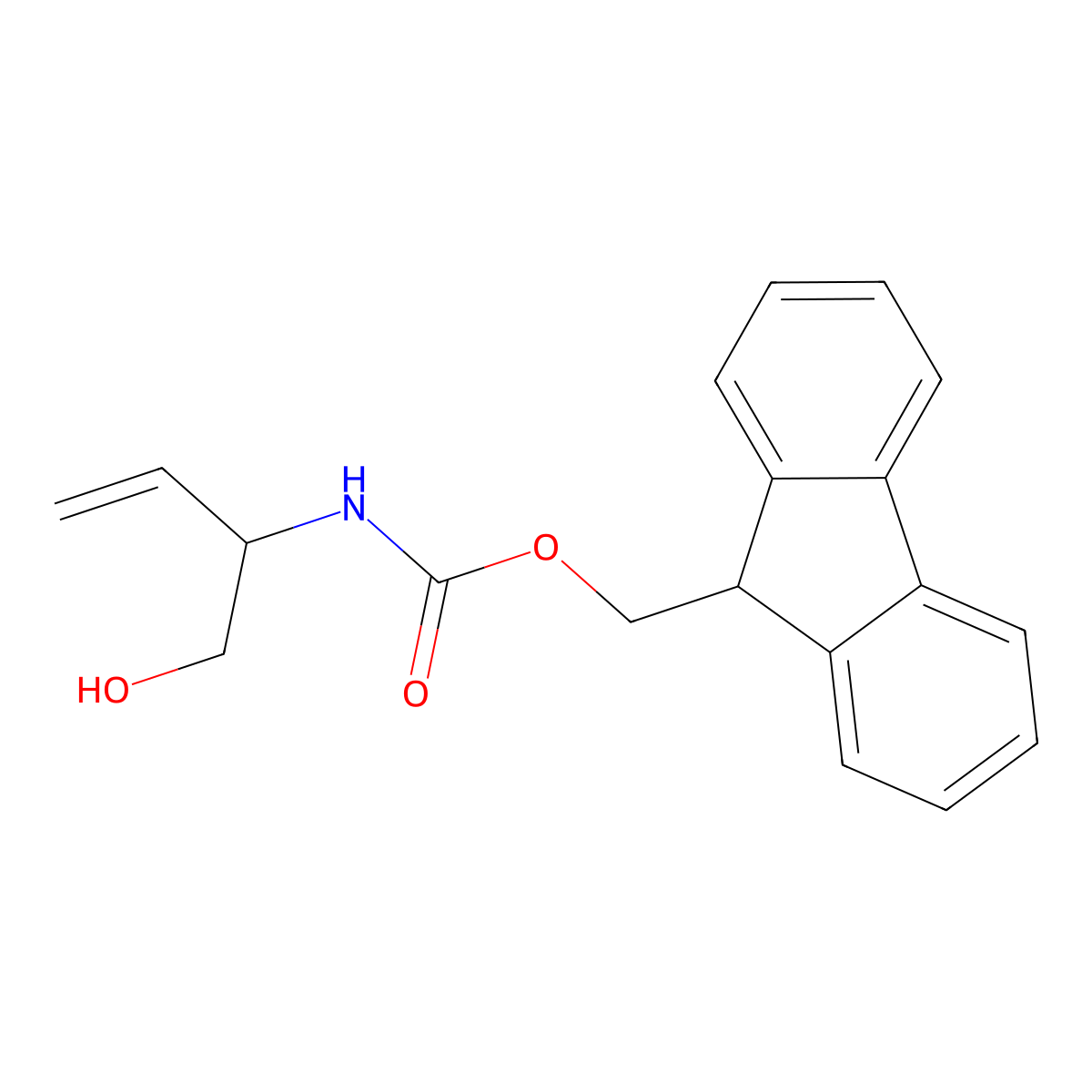 (9H-fluoren-9-yl)methyl N-(1-hydroxybut-3-en-2-yl)carbamate molecular structure, CAS 1136434-45-1