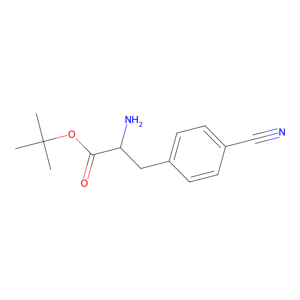 tert-butyl (2R)-2-amino-3-(4-cyanophenyl)propanoate molecular structure, CAS 113647-45-3
