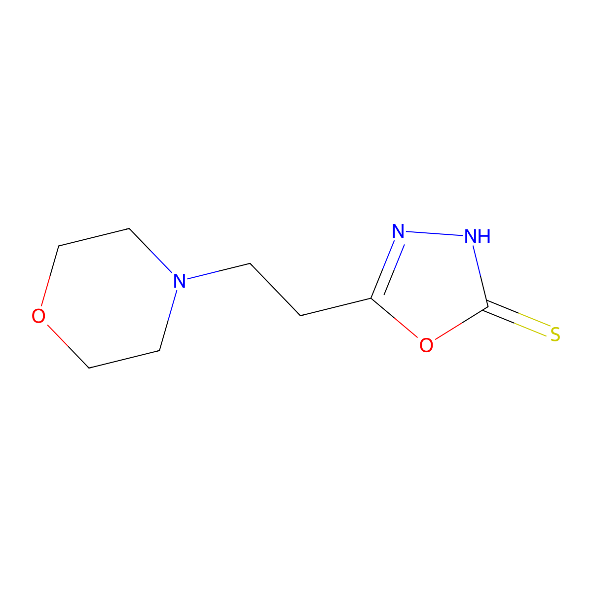 5-[2-(Morpholin-4-yl)ethyl]-1,3,4-oxadiazole-2-thiol molecular structure, CAS 113657-10-6