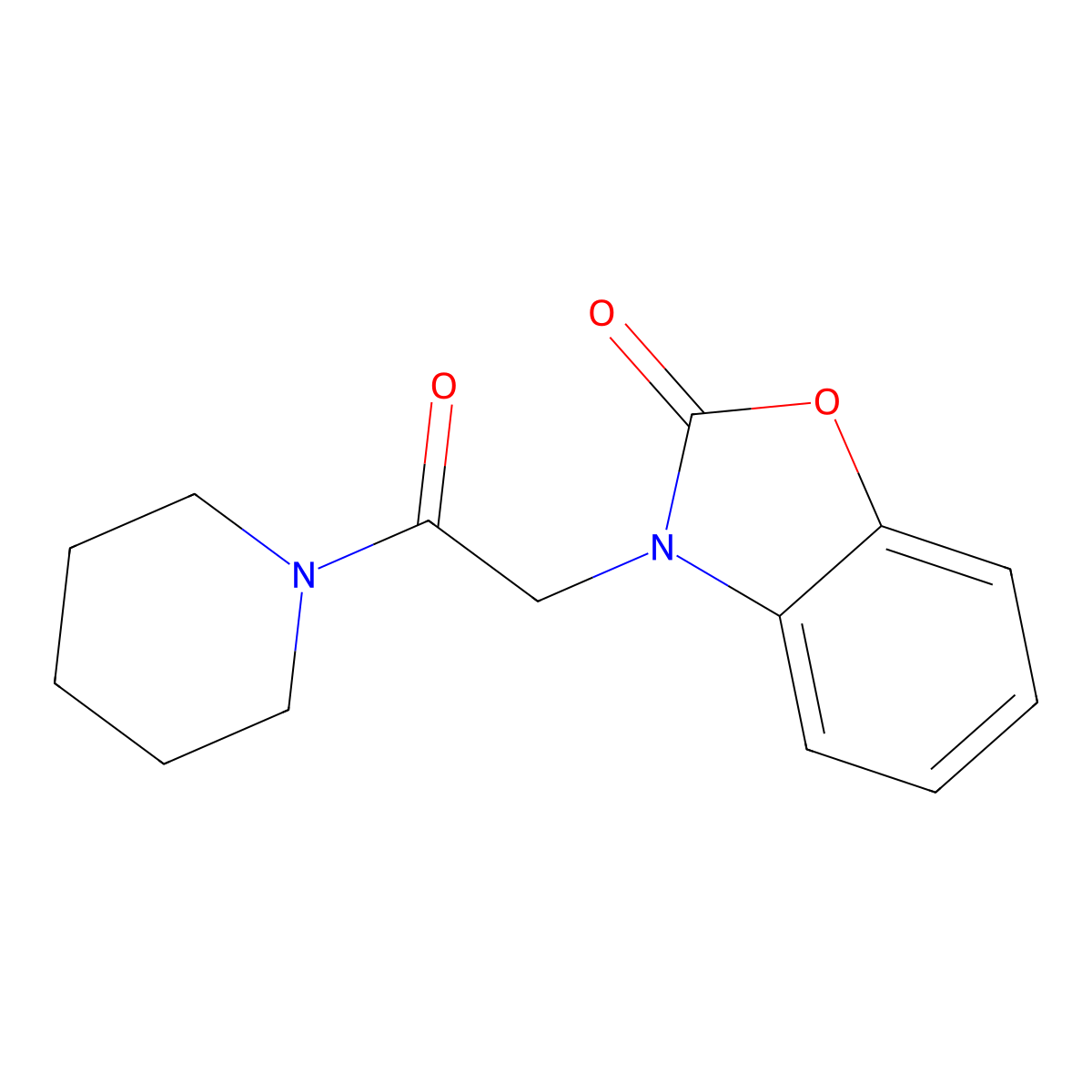 Piperidine, 1-[(2-oxo-3(2H)-benzoxazolyl)acetyl]- molecular structure, CAS 113660-29-0