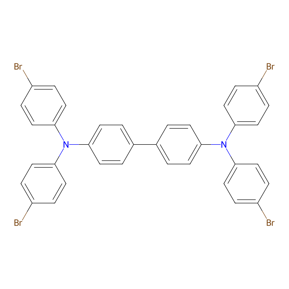 N4,N4,N4',N4'-Tetrakis(4-bromophenyl)-[1,1'-biphenyl]-4,4'-diamine molecular structure, CAS 113664-24-7