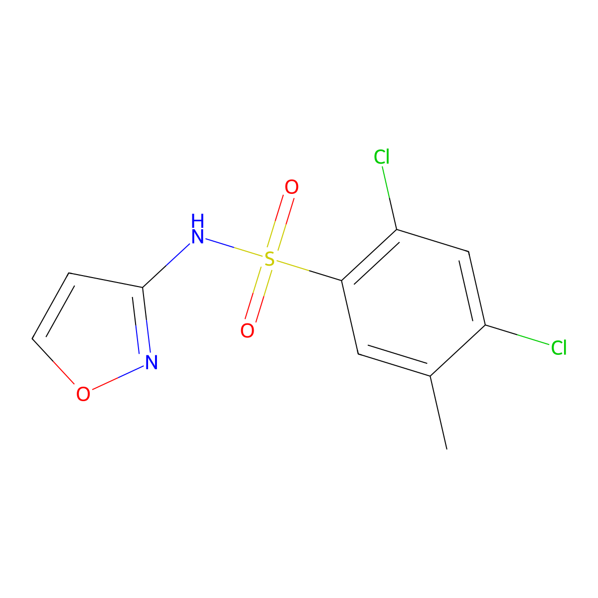 2,4-dichloro-5-methyl-N-(1,2-oxazol-3-yl)benzene-1-sulfonamide molecular structure, CAS 1136712-39-4