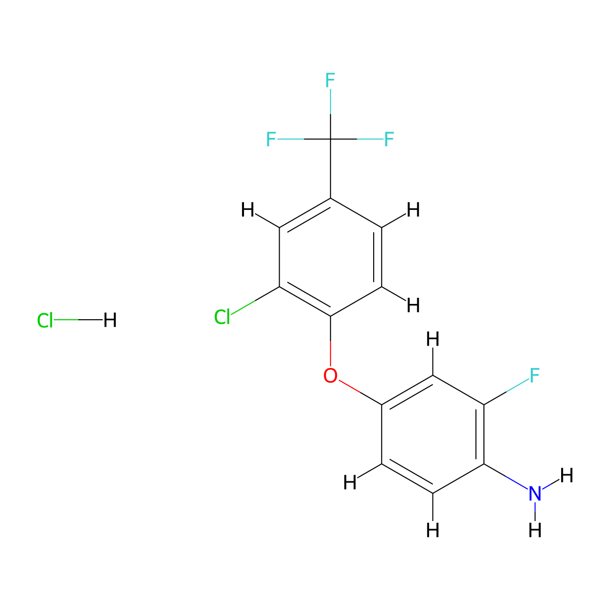 4-(2-Chloro-4-trifluoromethyl)phenoxy-2-fluoroaniline hydrochloride molecular structure, CAS 113674-95-6