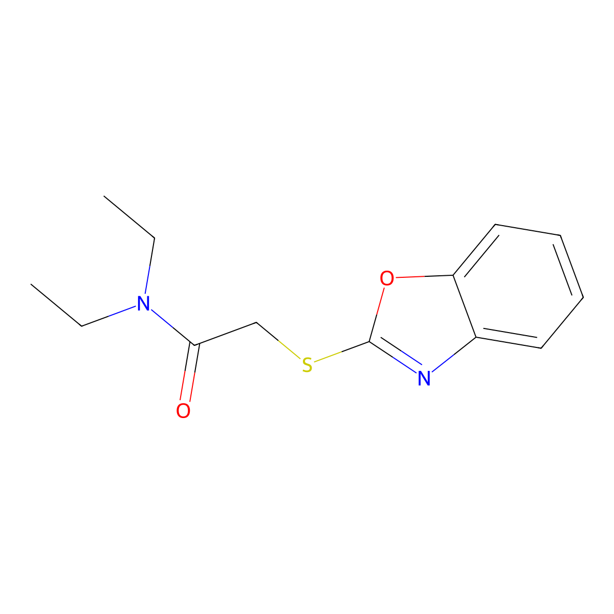 2-(1,3-benzoxazol-2-ylsulfanyl)-N,N-diethylacetamide molecular structure, CAS 113675-12-0