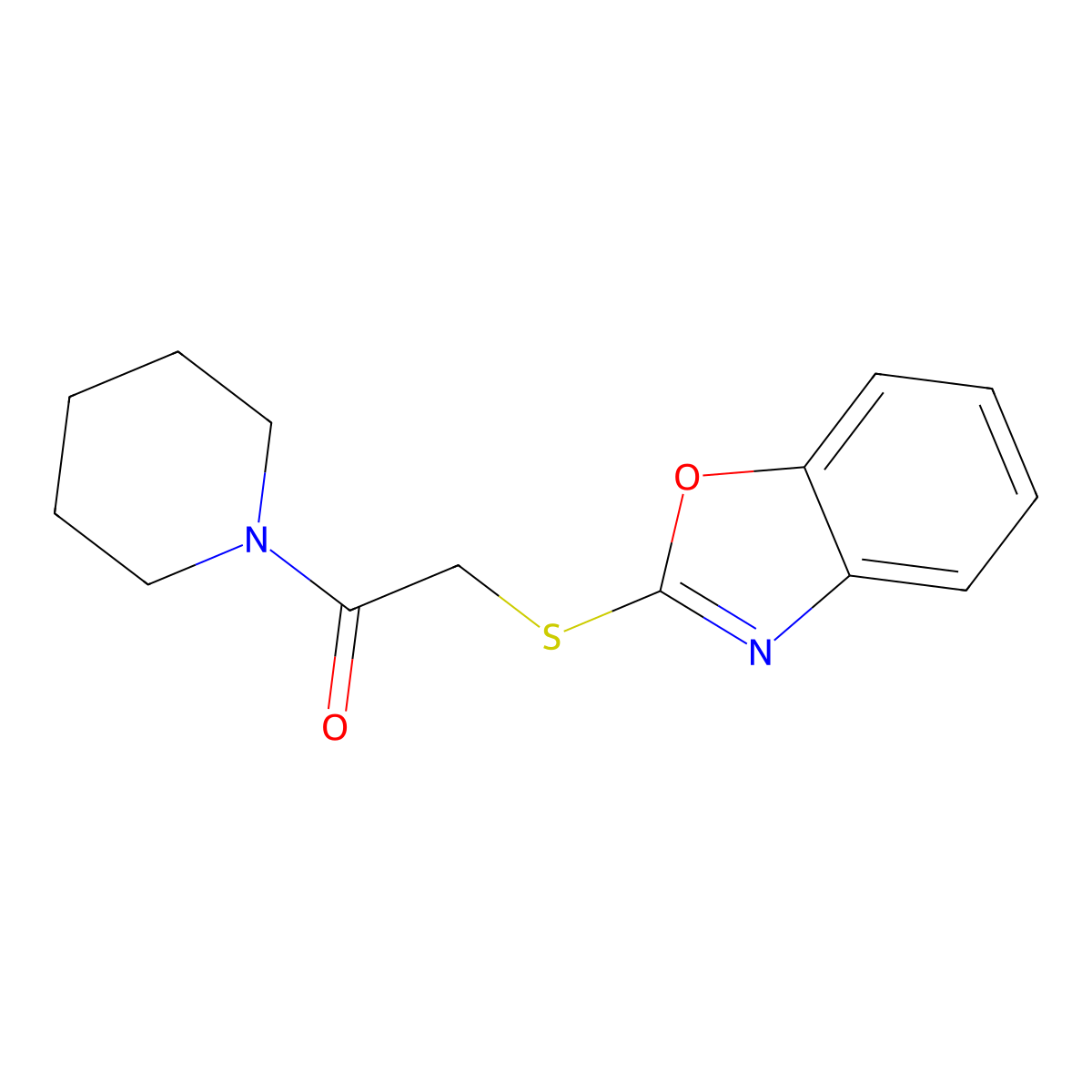 2-(Benzo[d]oxazol-2-ylthio)-1-(piperidin-1-yl)ethanone molecular structure, CAS 113675-14-2