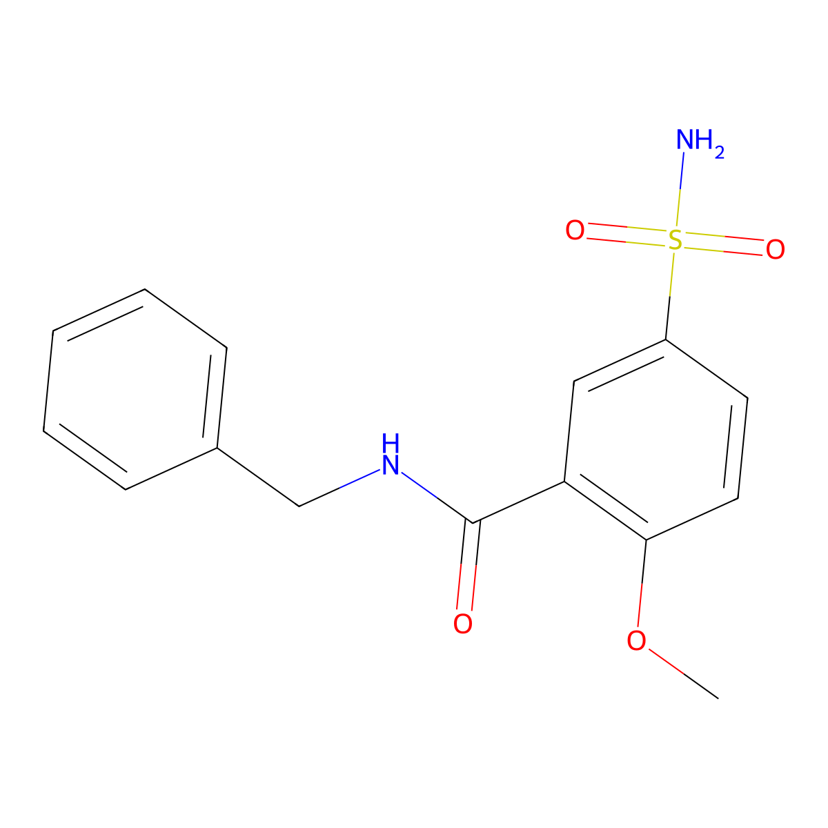 N-benzyl-2-methoxy-5-sulfamoylbenzamide molecular structure, CAS 113681-63-3