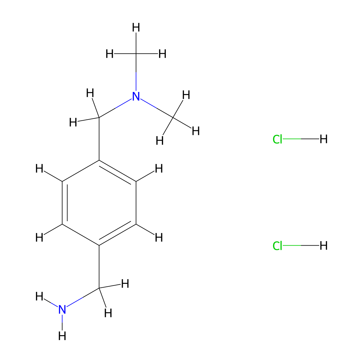 1-(4-(aminomethyl)phenyl)-N,N-dimethylmethanamine dihydrochloride molecular structure, CAS 113681-75-7