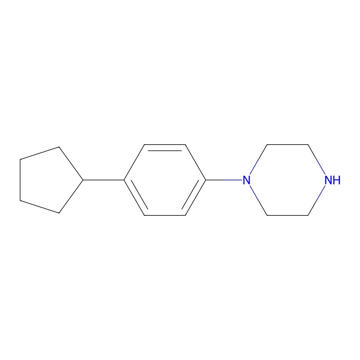 Piperazine, 1-(4-cyclopentylphenyl)- molecular structure, CAS 113681-96-2