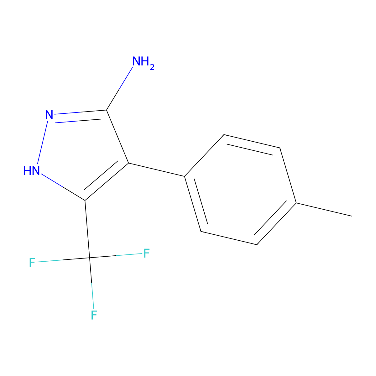 4-(4-methylphenyl)-3-(trifluoromethyl)-1H-pyrazol-5-amine molecular structure, CAS 1136835-67-0