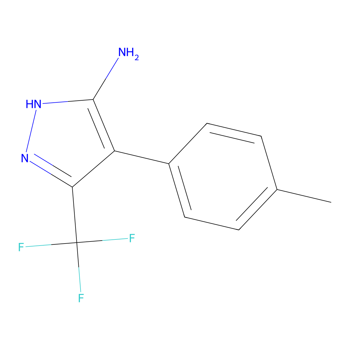 4-(4-methylphenyl)-3-(trifluoromethyl)-1H-pyrazol-5-amine molecular structure, CAS 1136835-67-0