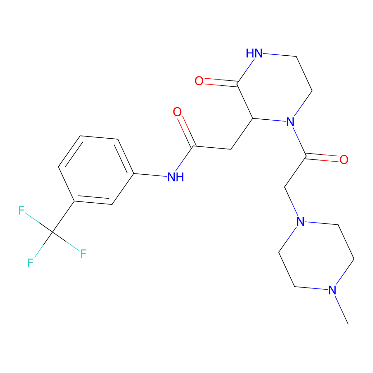 2-{1-[(4-methylpiperazin-1-yl)acetyl]-3-oxopiperazin-2-yl}-N-[3-(trifluoromethyl)phenyl]acetamide molecular structure, CAS 1136837-81-4