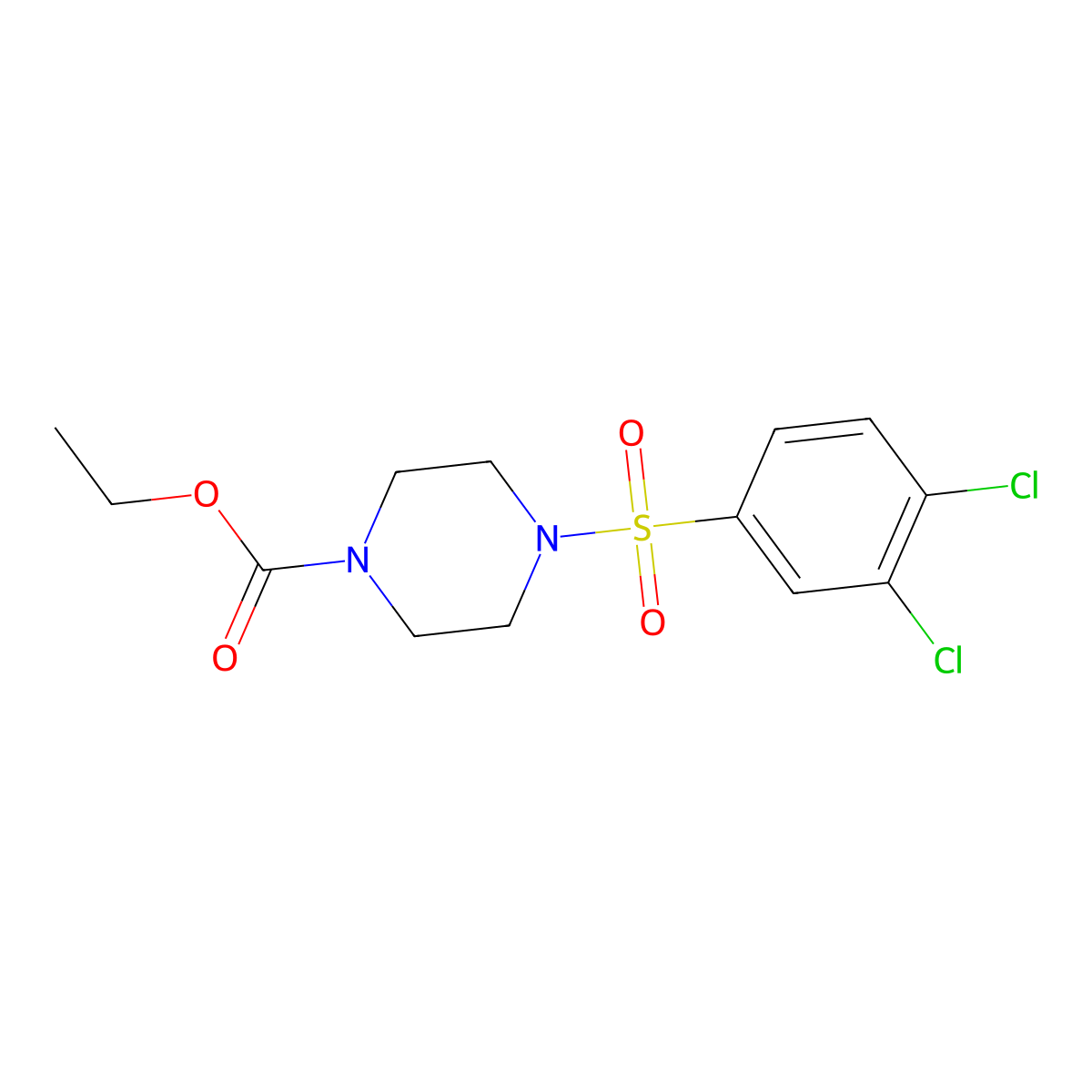 Ethyl 4-(3,4-dichlorobenzenesulfonyl)piperazine-1-carboxylate molecular structure, CAS 1136840-29-3