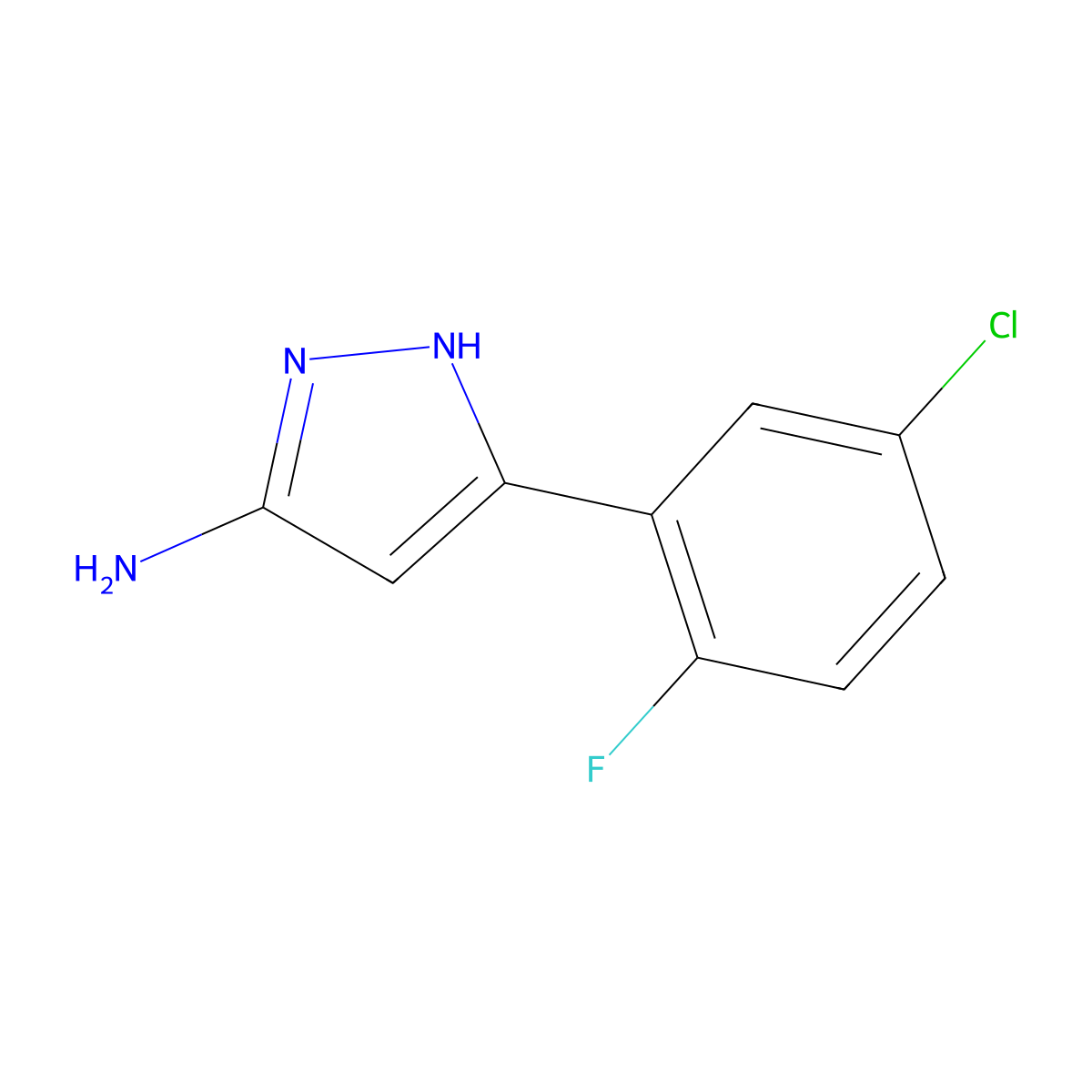 5-(5-chloro-2-fluorophenyl)-1H-pyrazol-3-amine molecular structure, CAS 1136906-25-6