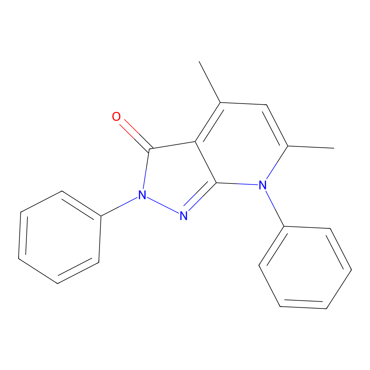 3H-Pyrazolo[3,4-b]pyridin-3-one, 2,7-dihydro-4,6-dimethyl-2,7-diphenyl- molecular structure, CAS 113696-38-1