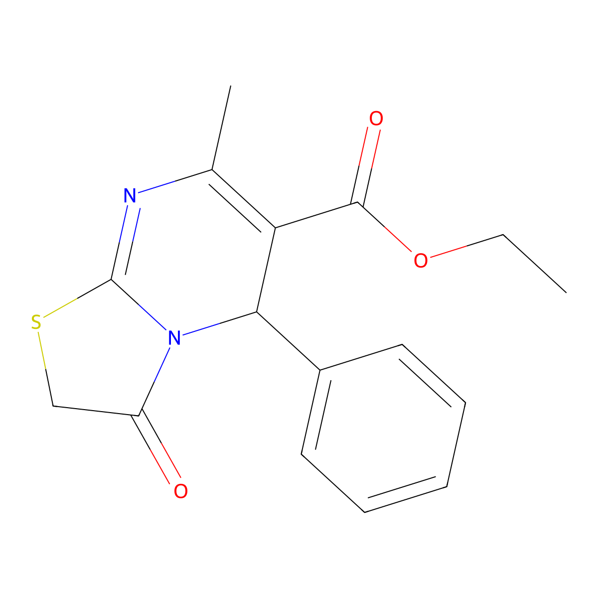 ethyl 7-methyl-3-oxo-5-phenyl-2,3-dihydro-5H-[1,3]thiazolo[3,2-a]pyrimidine-6-carboxylate molecular structure, CAS 113697-40-8