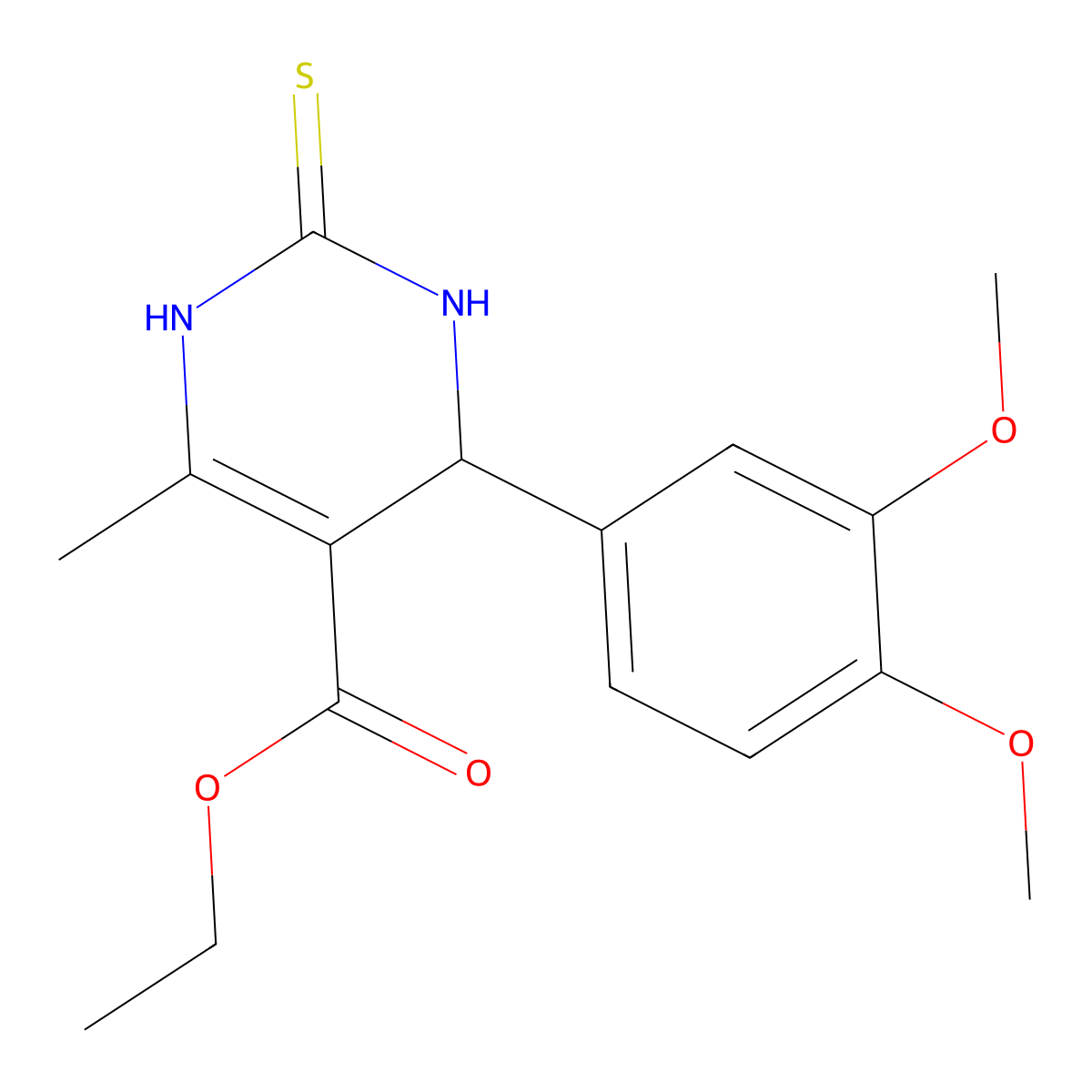 Ethyl 4-(3,4-dimethoxyphenyl)-6-methyl-2-thioxo-1,2,3,4-tetrahydropyrimidine-5-carboxylate molecular structure, CAS 113697-56-6