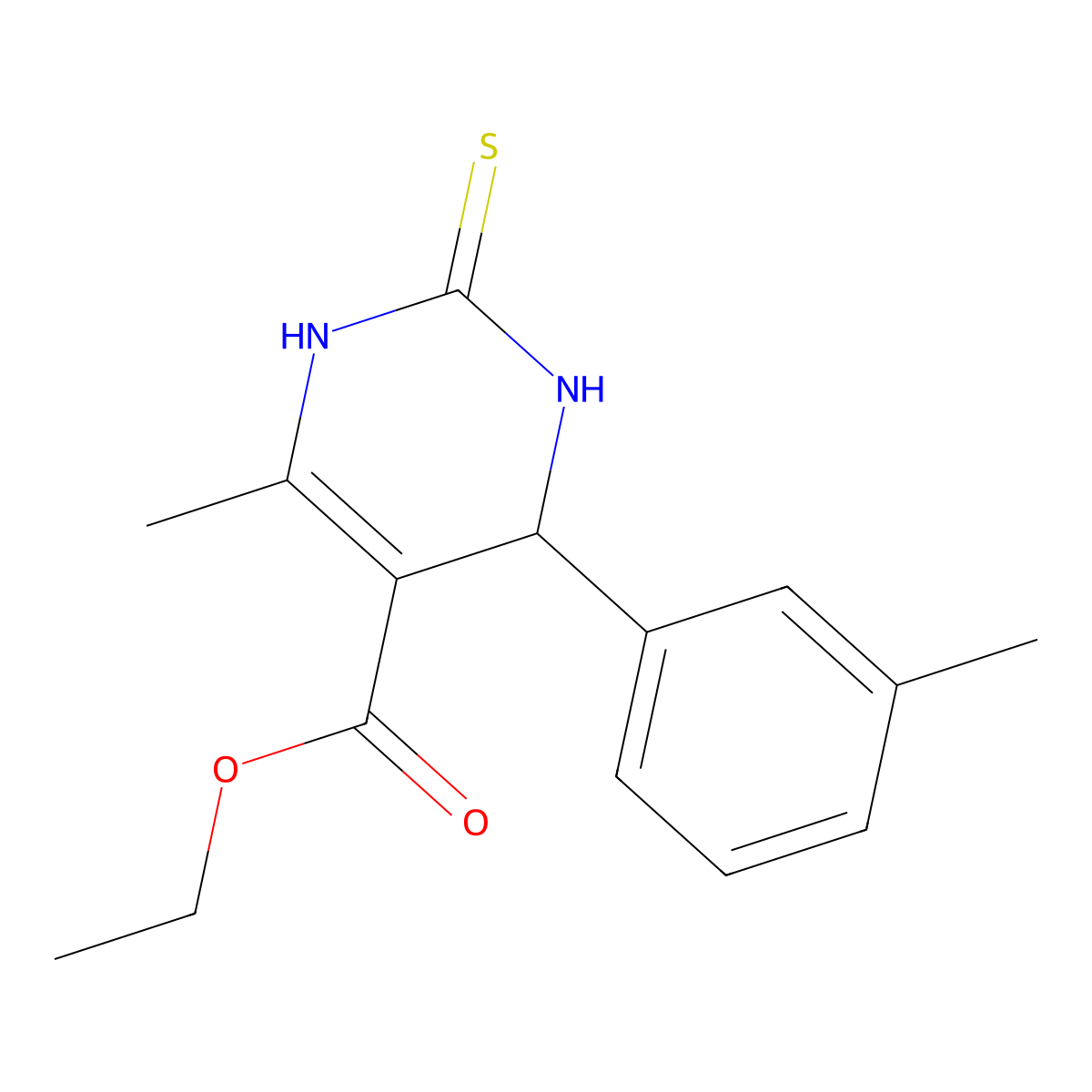 ethyl 6-methyl-4-(3-methylphenyl)-2-sulfanylidene-3,4-dihydro-1H-pyrimidine-5-carboxylate molecular structure, CAS 113697-58-8