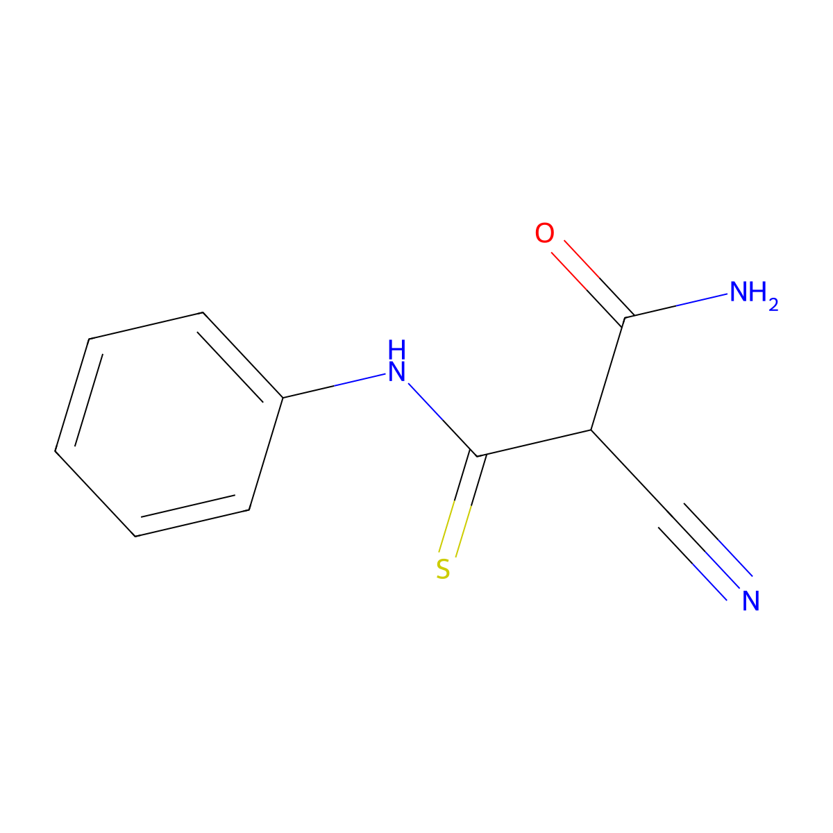 3-Anilino-2-cyano-3-thioxopropanamide molecular structure, CAS 1137-01-5