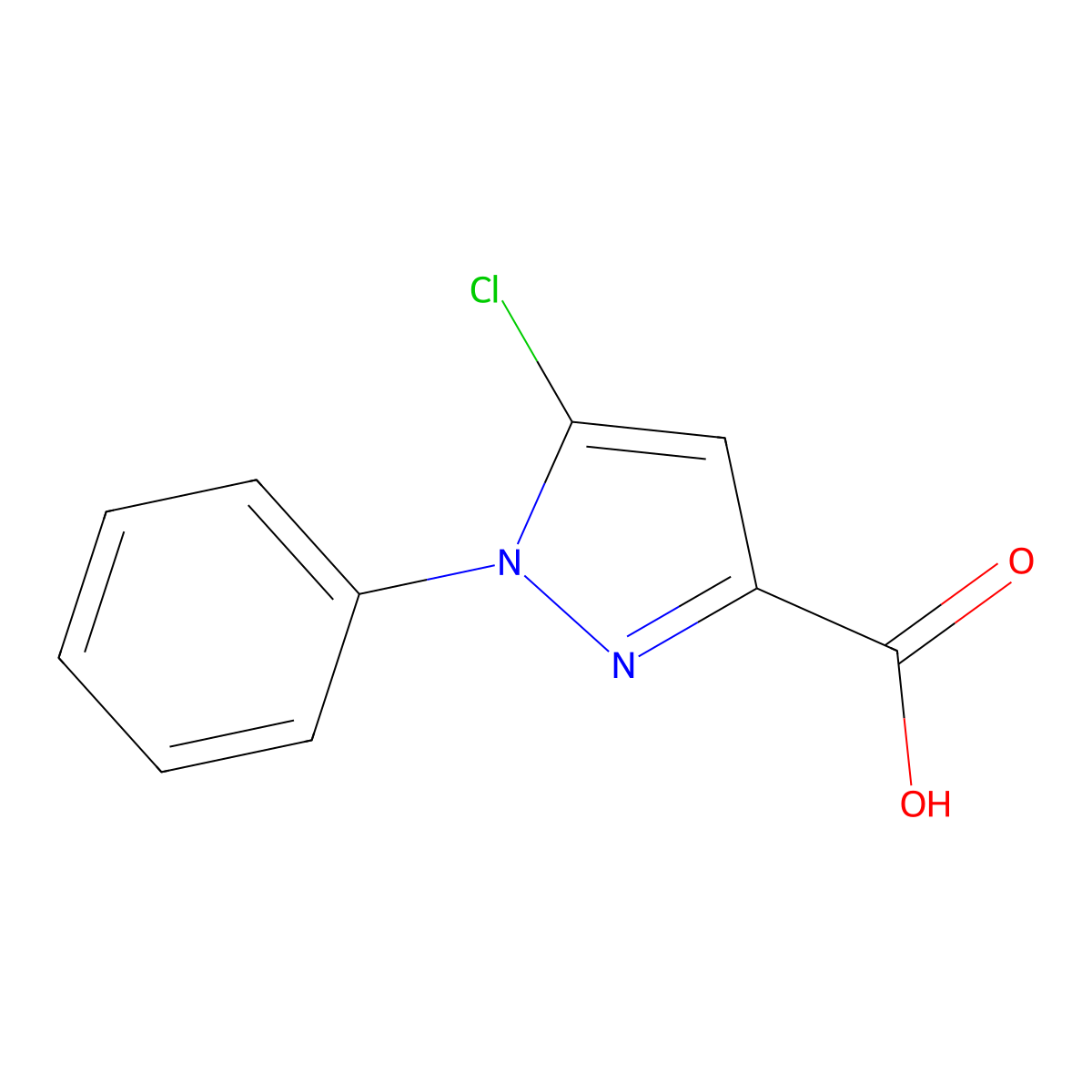 1H-Pyrazole-3-carboxylic acid, 5-chloro-1-phenyl- molecular structure, CAS 1137-17-3