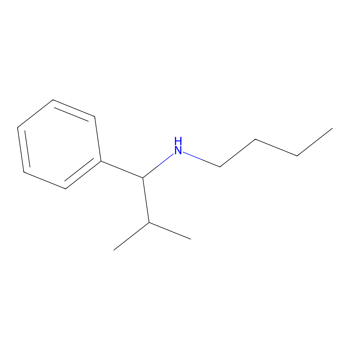 Butyl(2-methyl-1-phenylpropyl)amine molecular structure, CAS 1137-52-6