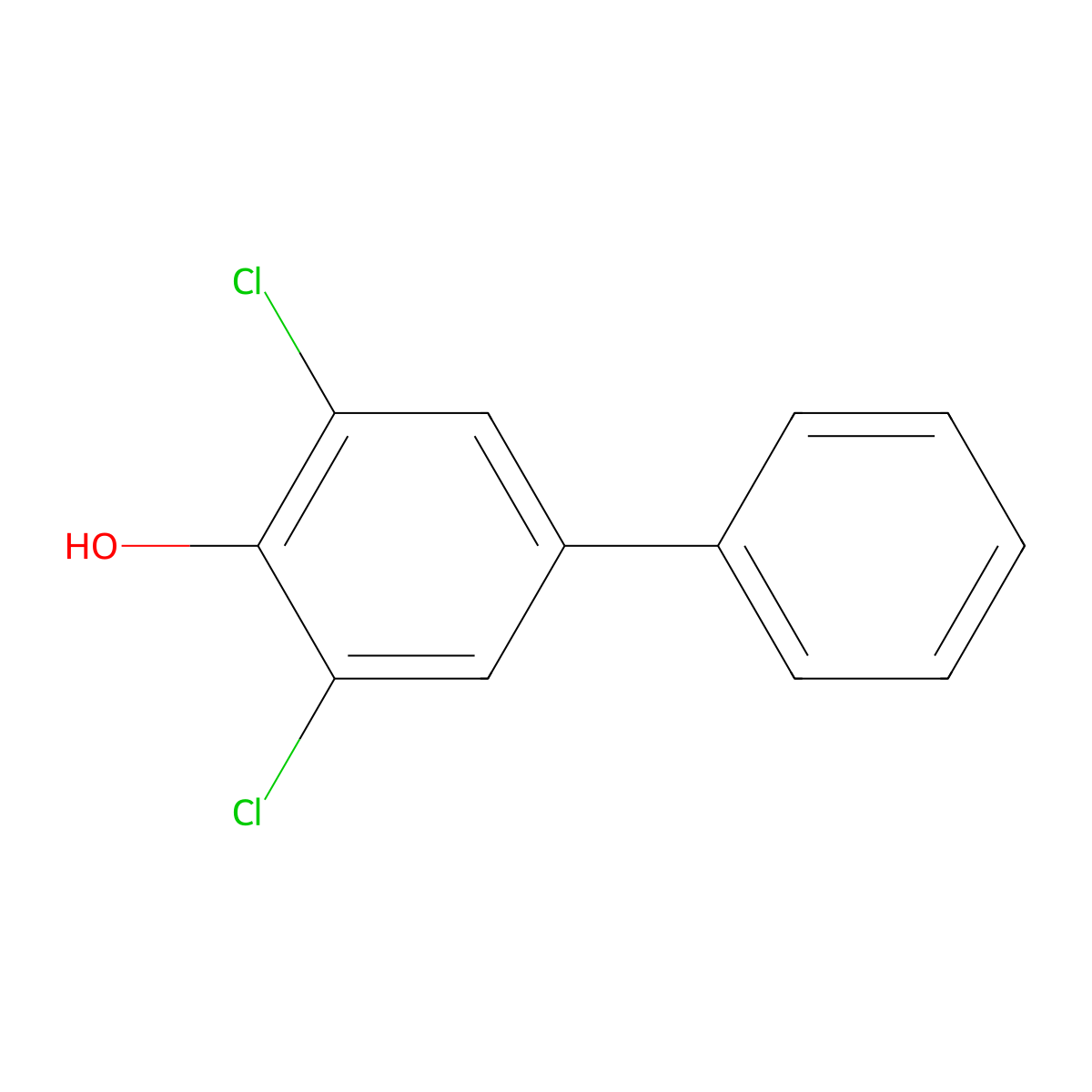 4-Hydroxy-3,5-dichlorobiphenyl molecular structure, CAS 1137-59-3