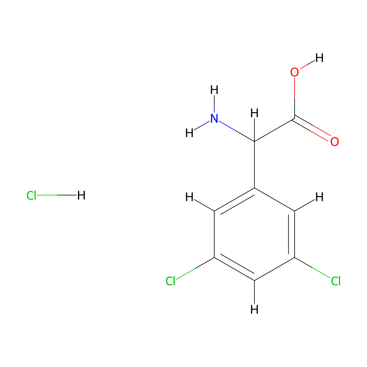 2-Amino-2-(3,5-dichlorophenyl)acetic acid hydrochloride molecular structure, CAS 1137014-87-9