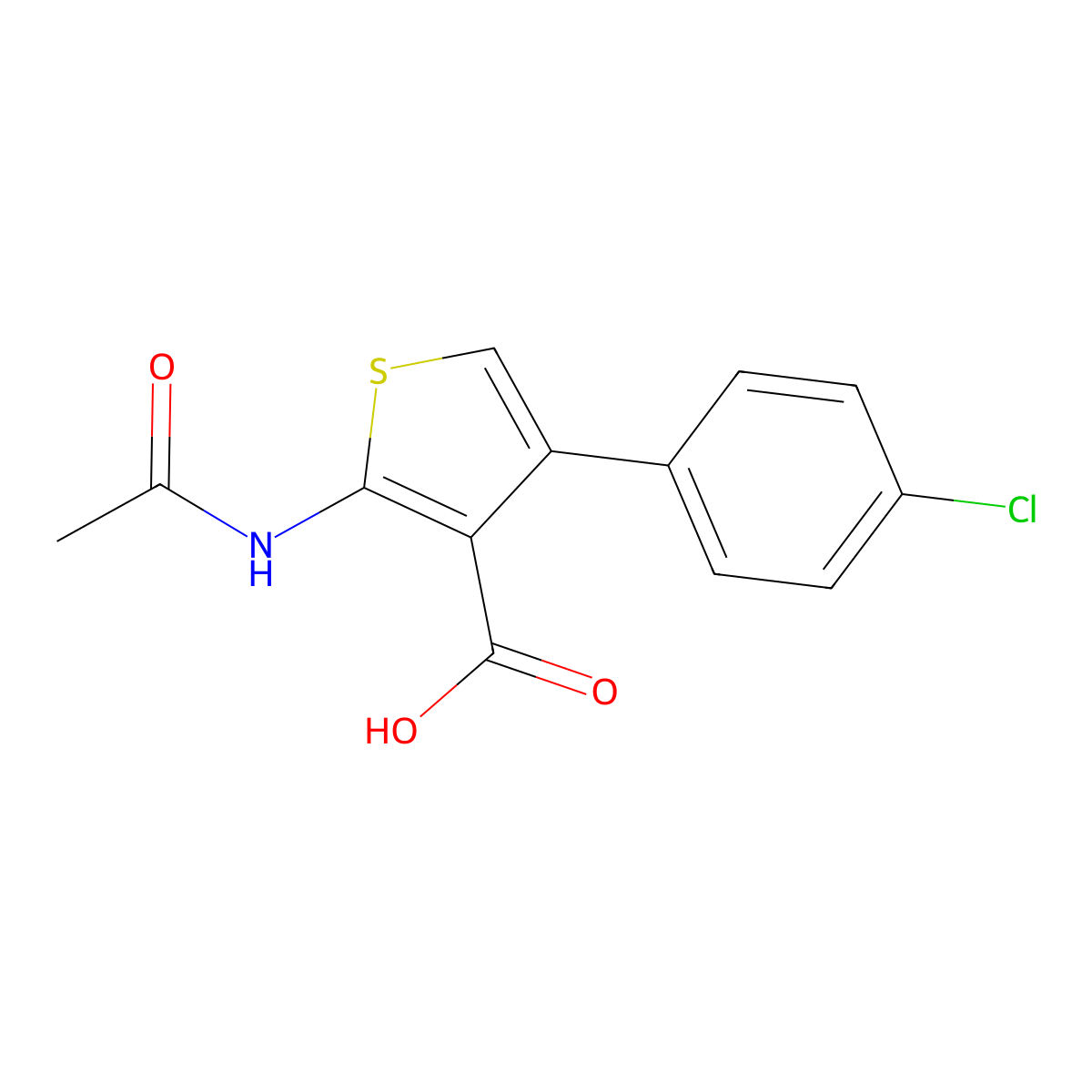 4-(4-Chlorophenyl)-2-acetamidothiophene-3-carboxylic acid molecular structure, CAS 1137055-68-5
